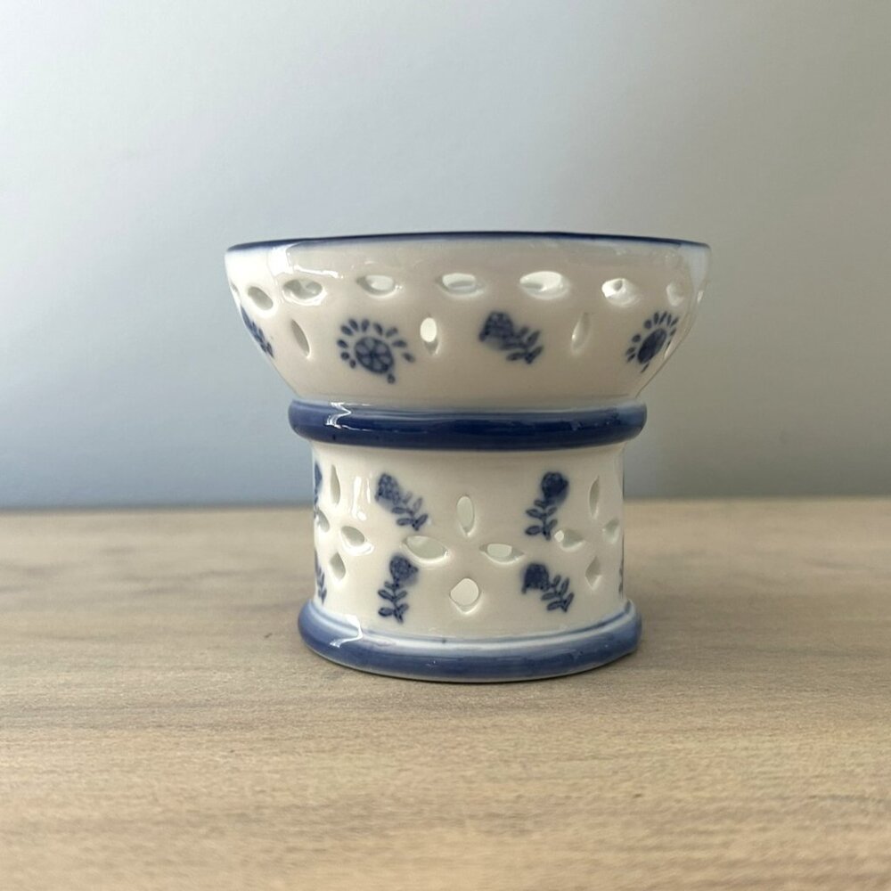 Delft Blue Tea Light Candle Holder, Table Centerpiece, Delft Windmill, Cottage